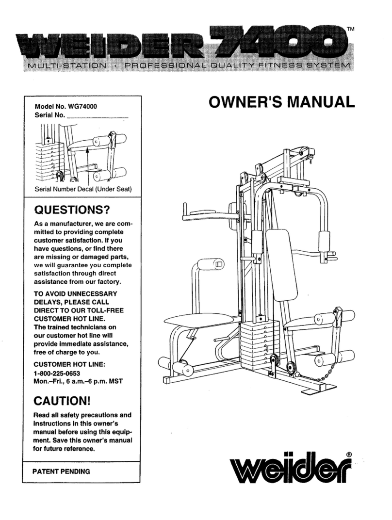 Weider 7400 Weight User manual