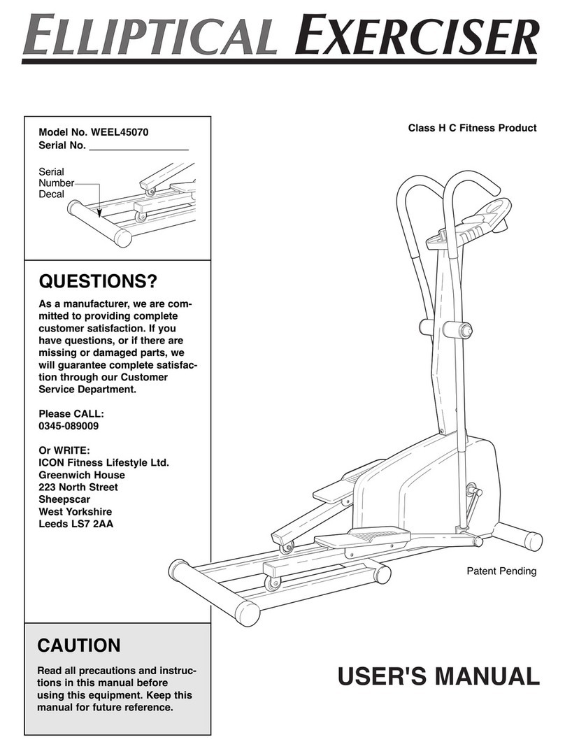 Reebok Elliptical Exerciser/rel2i User manual