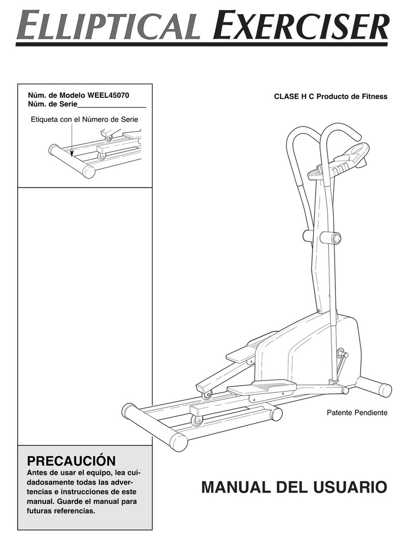 Reebok Elliptical Exerciser/rel2i User guide