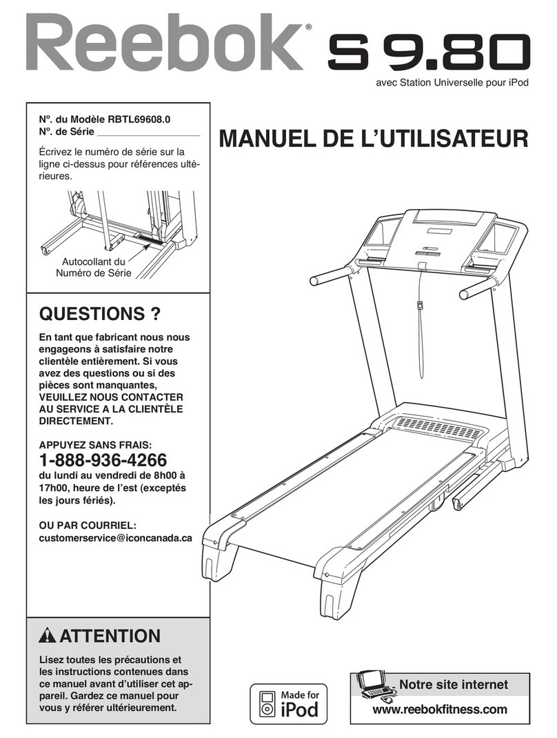 Reebok S 9.80 Treadmill Manuel de l'utilisateur