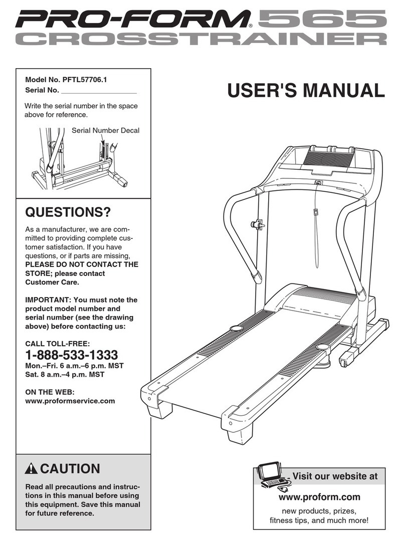 Pro-Form 565 Crosstrainer Treadmill User manual