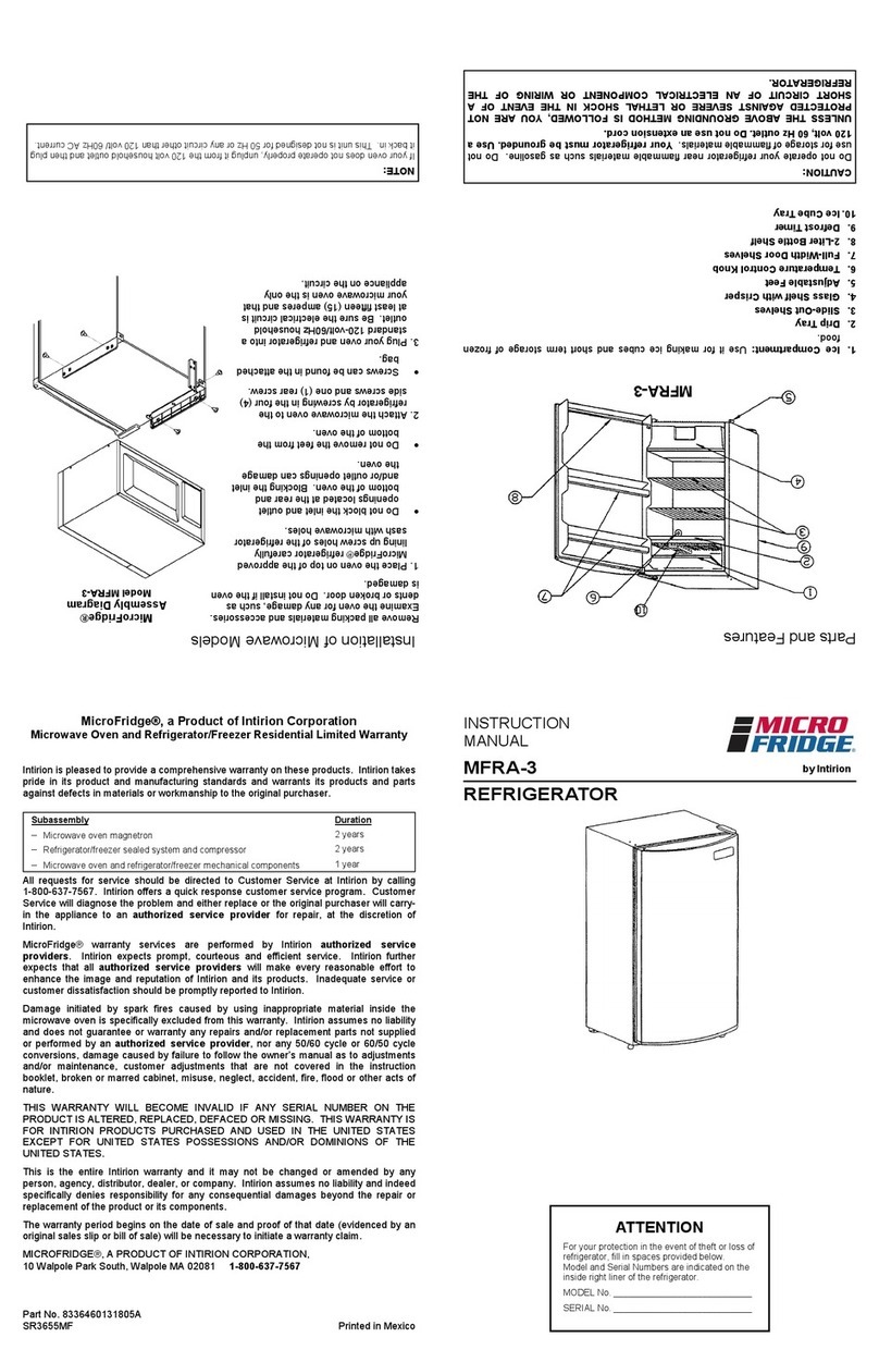 Micro fridge MFRA-3 instruction manual