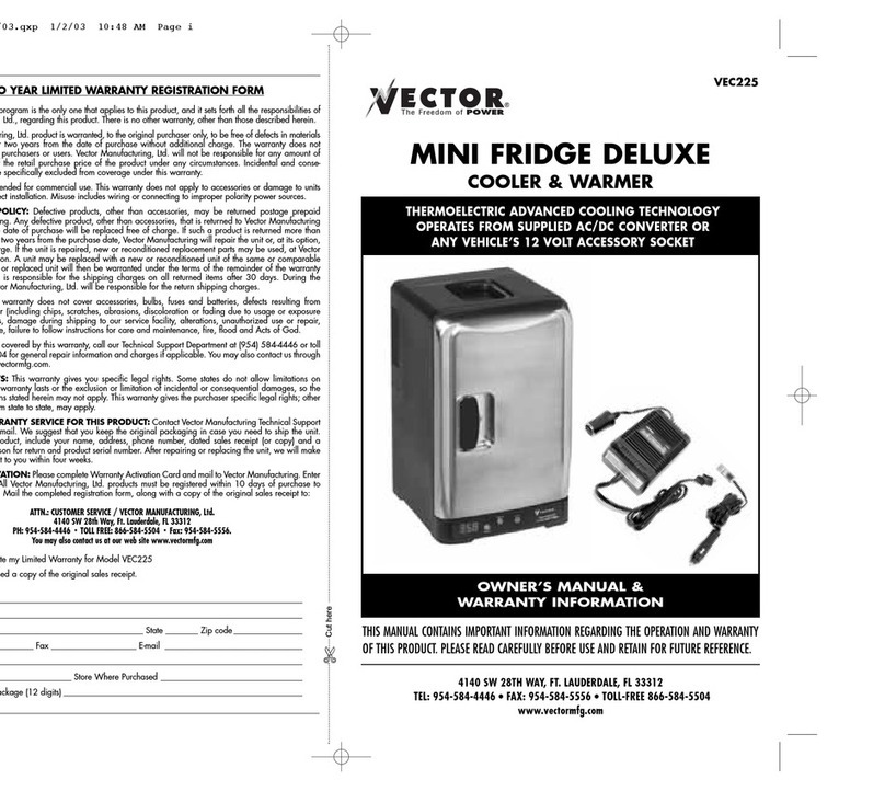 Vector VEC225 Owner's manual & warranty