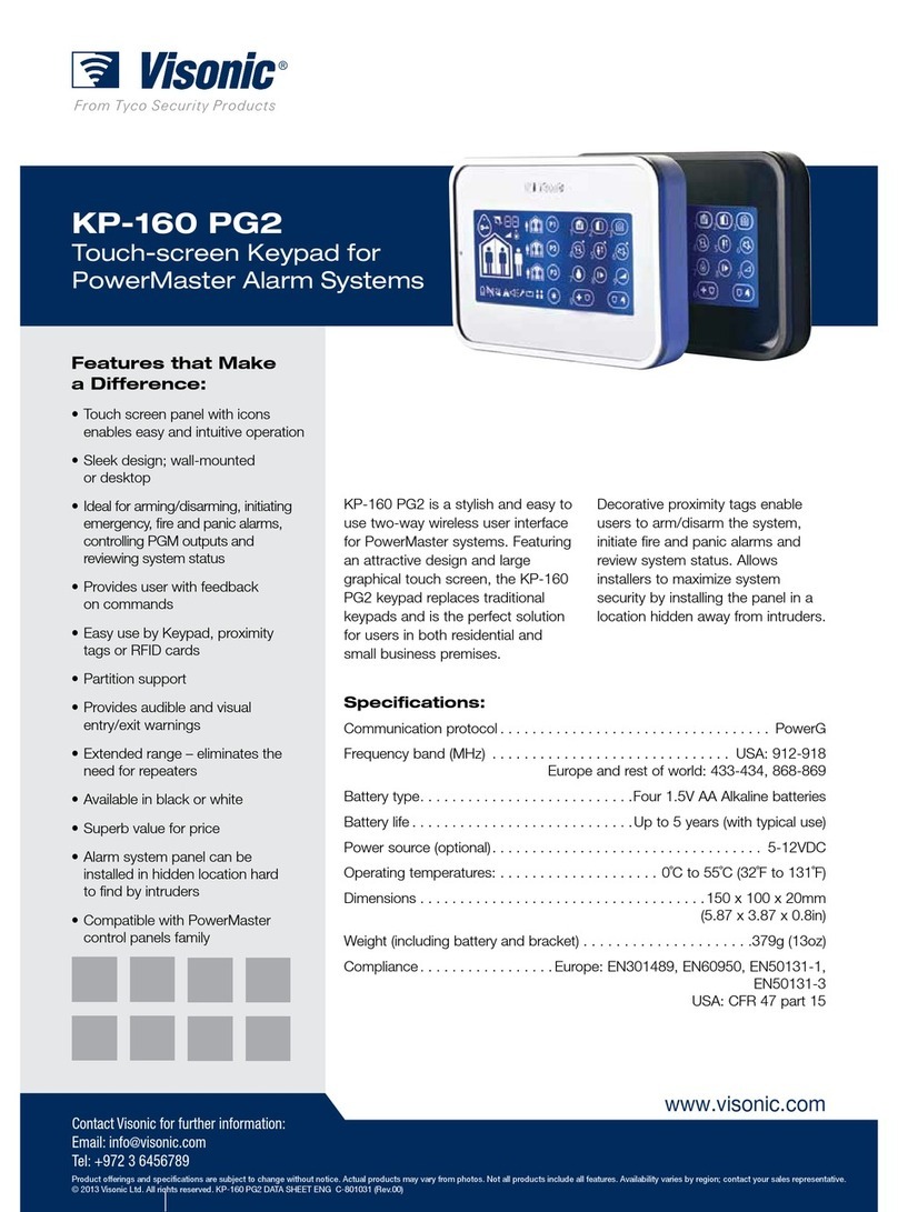Visonic KP-160 PG2 User manual