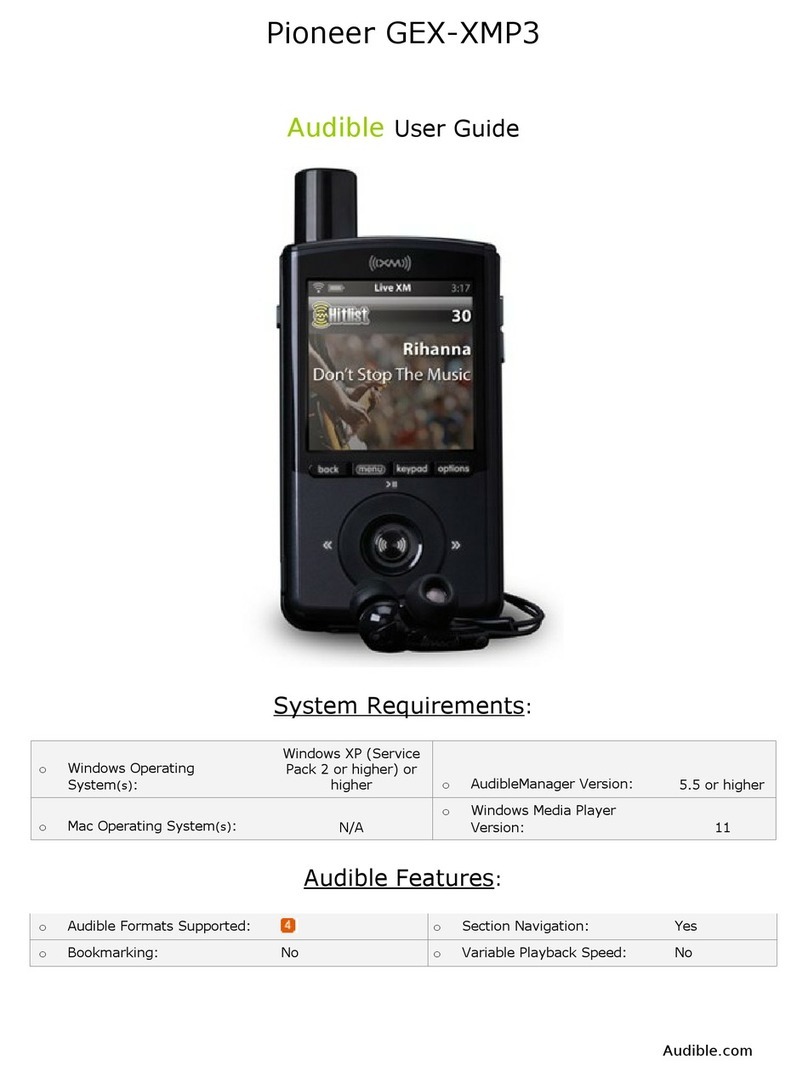Pioneer GEX-XMP3 - 2 GB XM Radio Tuner User manual Pioneer GEX-XMP3 - 2 GB XM Radio Tuner User manual
