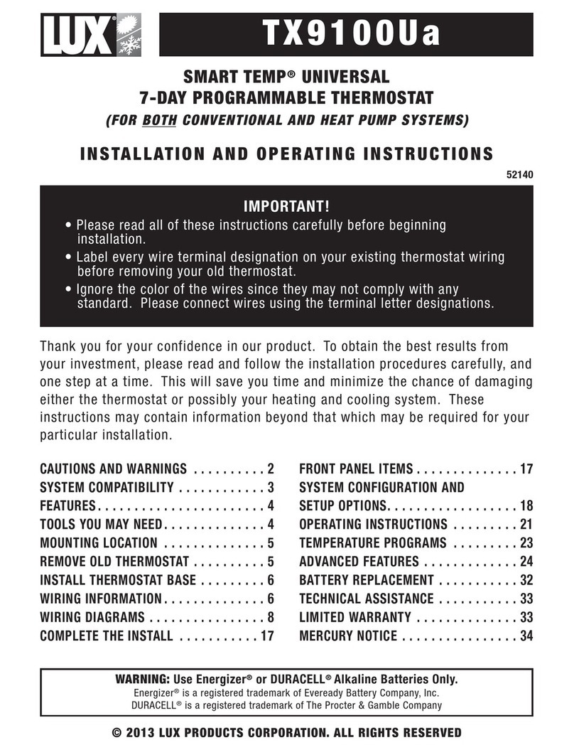 Lux Products SMART TEMP TX9100Ua Installation and operating instructions