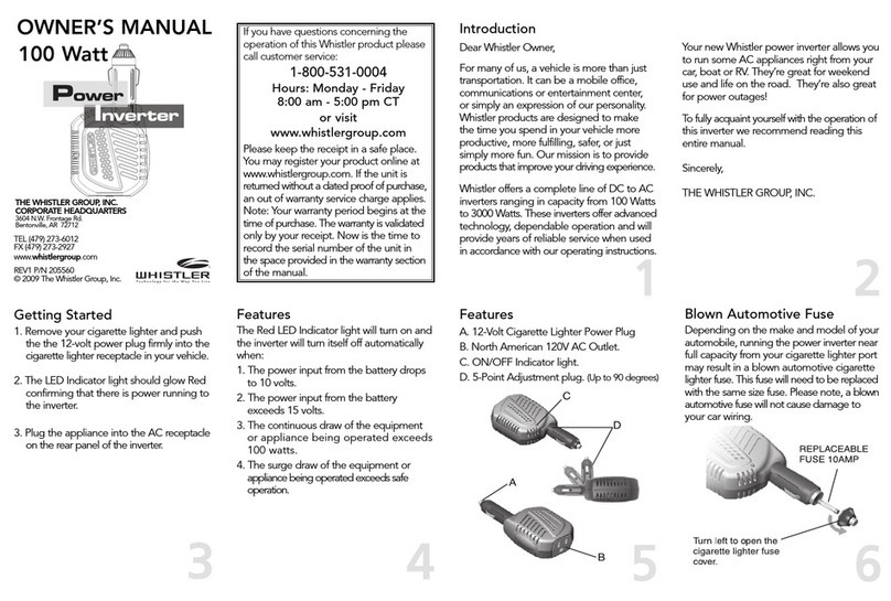 Whistler PI-100Watt User manual Whistler PI-100Watt User manual