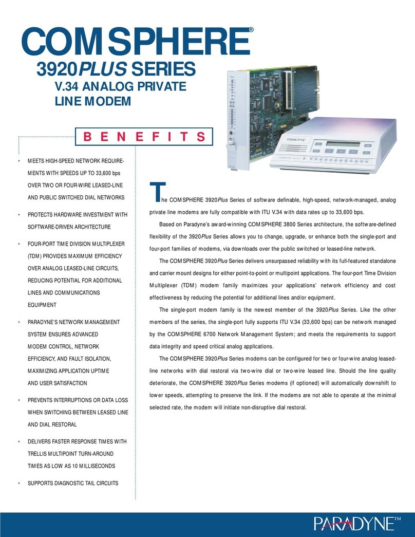 Paradyne COMSPHERE 3920PLUS Series Specifications