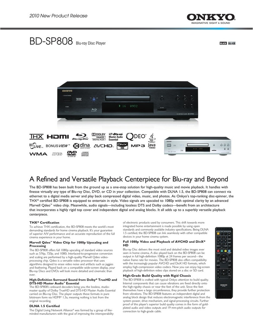 Onkyo BD-SP808 quick guide