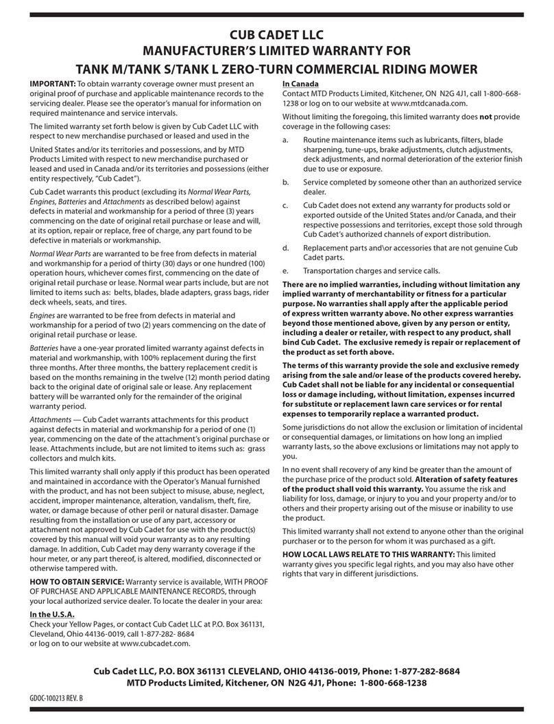 Cub Cadet TANK LZ 60 KW Use and maintenance manual