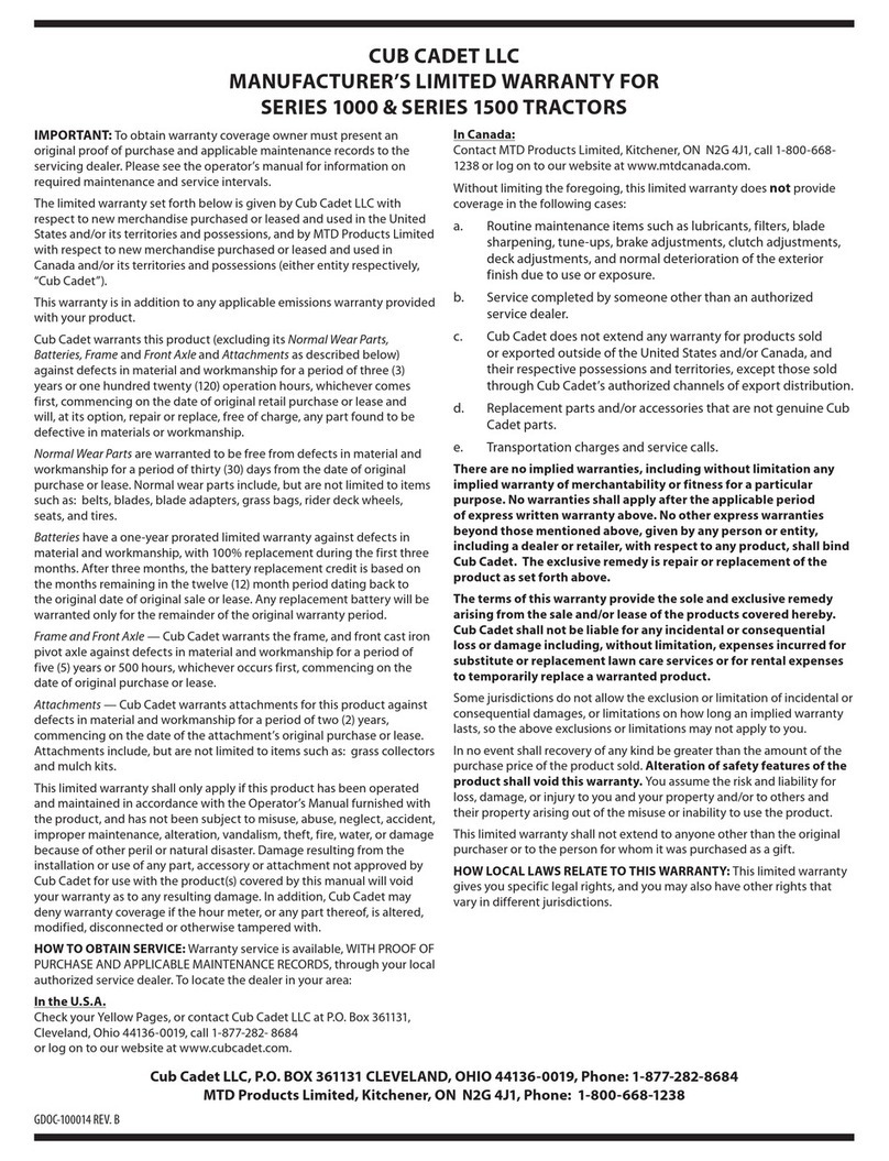 Cub Cadet LGT1054 Use and maintenance manual