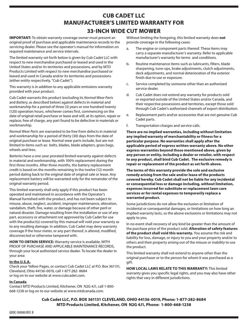 Cub Cadet CC 760 Use and maintenance manual