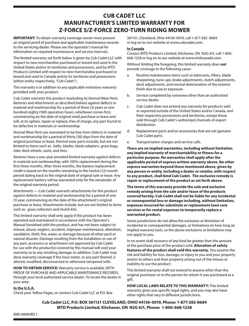Cub Cadet Z-FORCE Z-FORCE 48 Use and maintenance manual