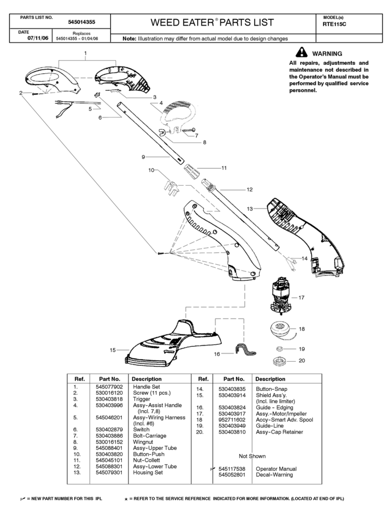 Weed Eater RTE115C parts list