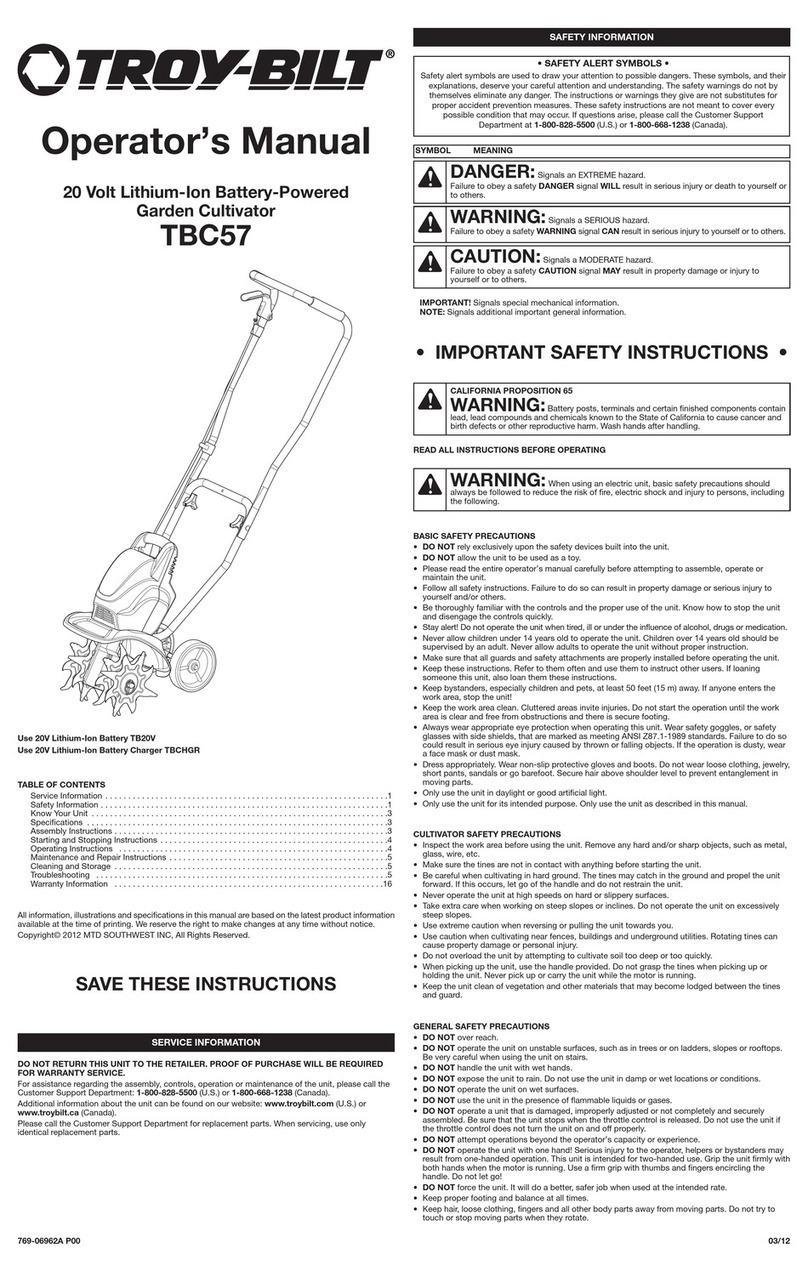 Troy-Bilt TBC57 Operator's manual