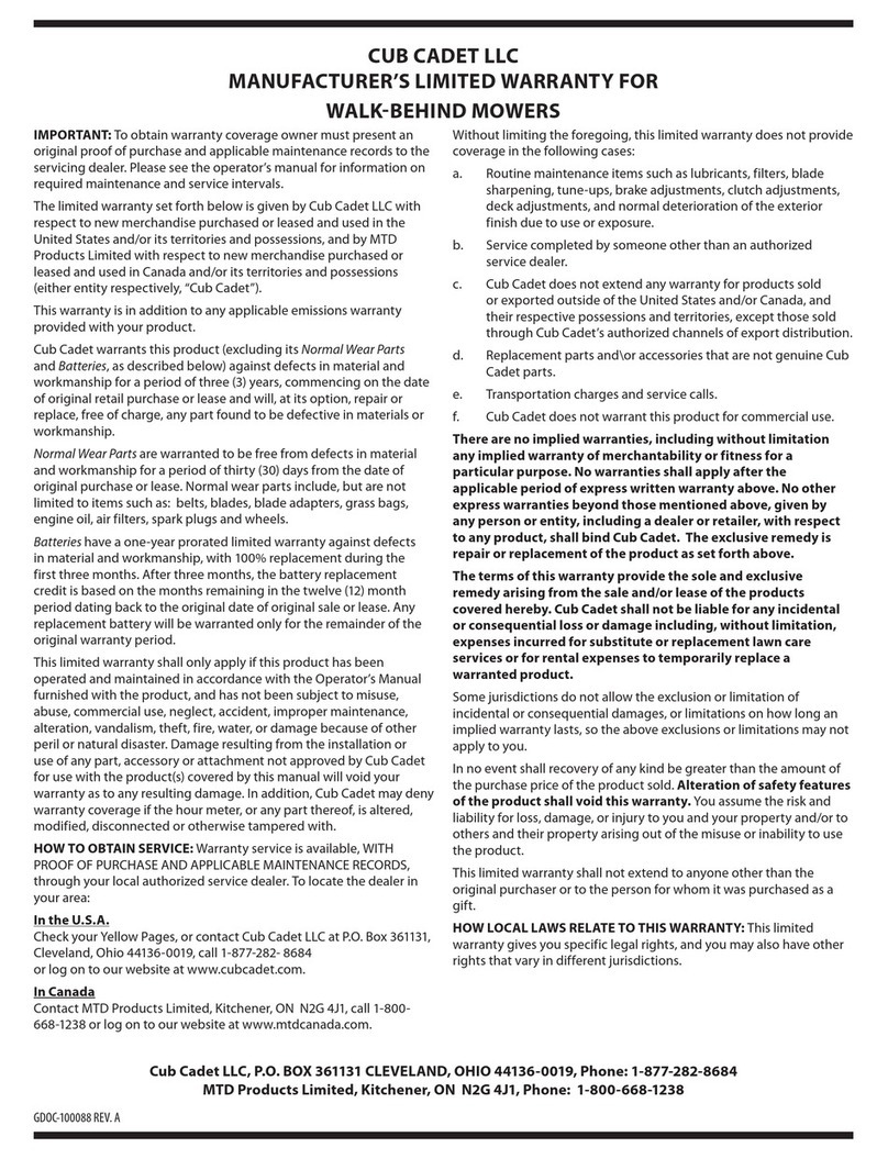 Cub Cadet SC 500 Use and maintenance manual
