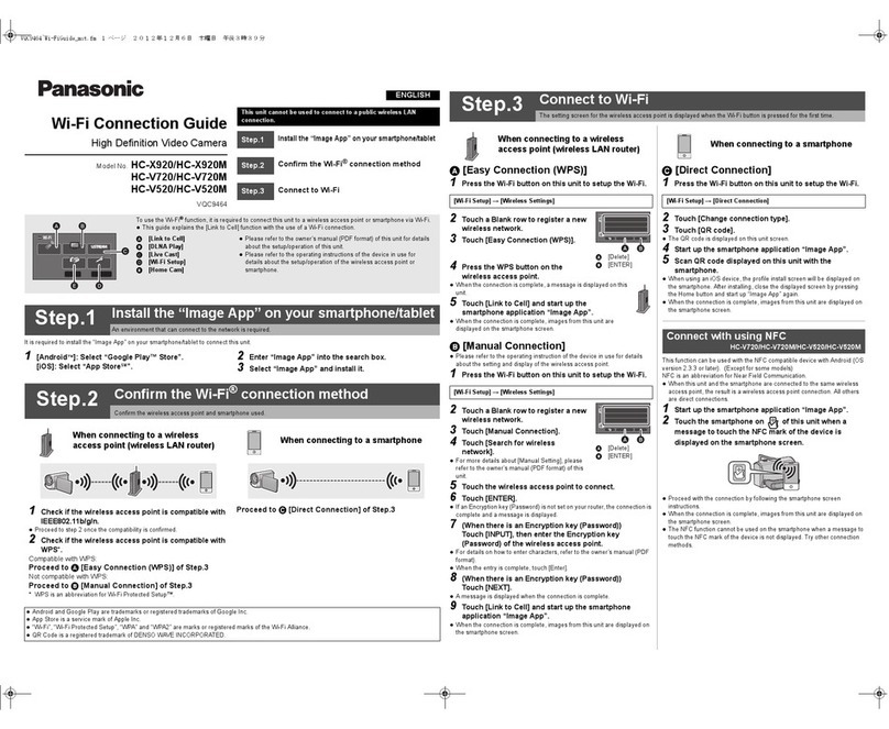 Panasonic HC-X920 Instruction Manual