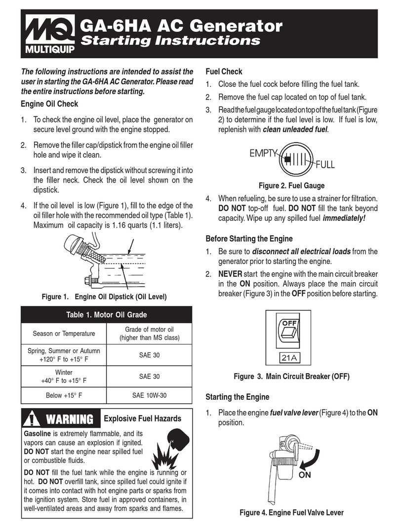 MULTIQUIP GA-6HA Starting instructions