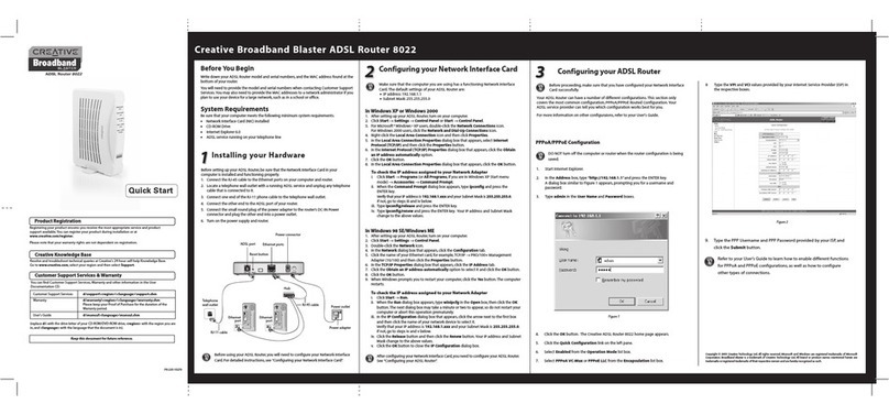 Creative Broadband Blaster ADSL Router 8022 quick start guide