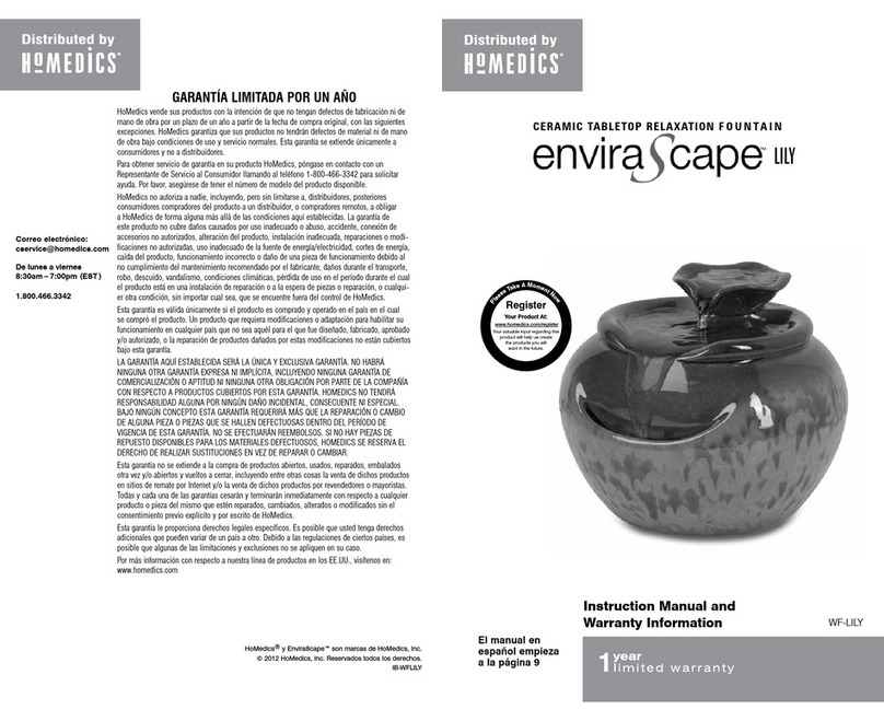 HoMedics WF-LILY Instruction manual and warranty
