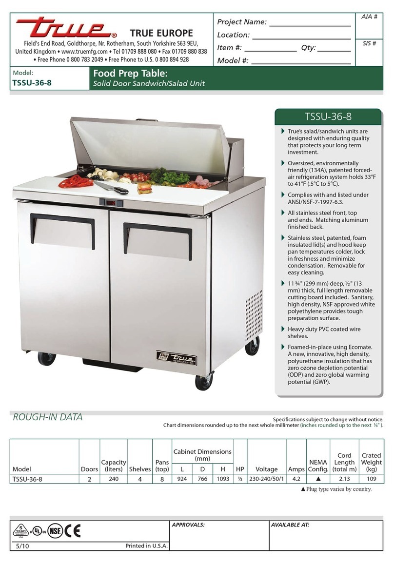 True TSSU-36-8 User manual True TSSU-36-8 User manual