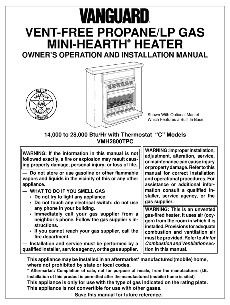 Vanguard MINI-HEARTH VMH2800TPC Operation manual Vanguard MINI-HEARTH VMH2800TPC Operation manual
