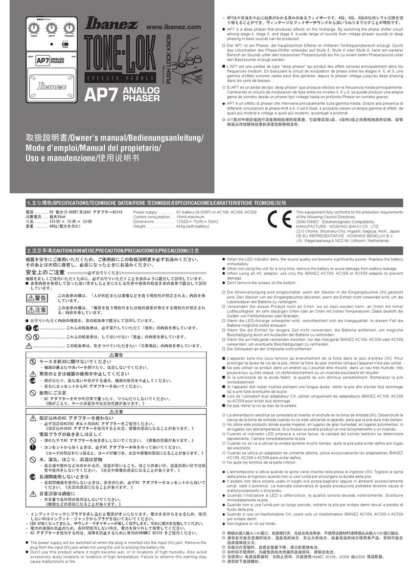 Ibanez Tone-Lok AP7 User manual Ibanez Tone-Lok AP7 User manual