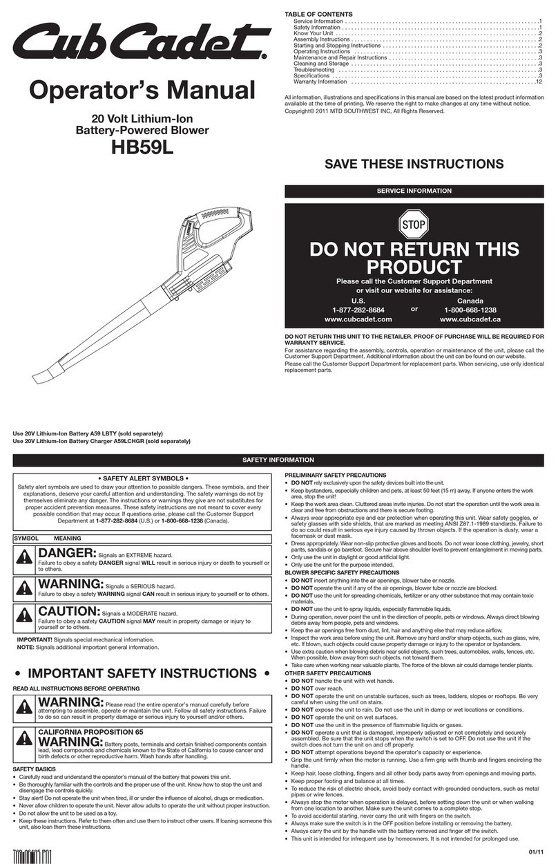 Cub Cadet HB59L User manual