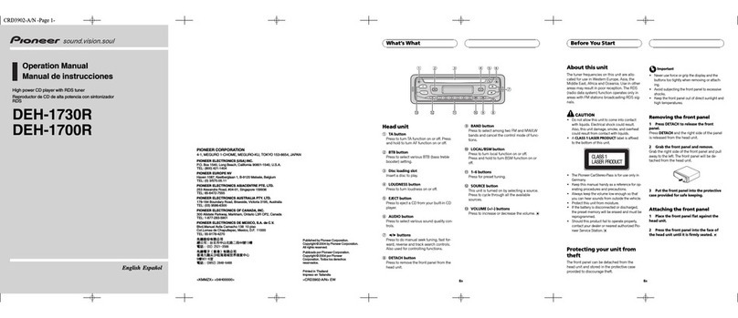 Pioneer DEH-1700R User manual