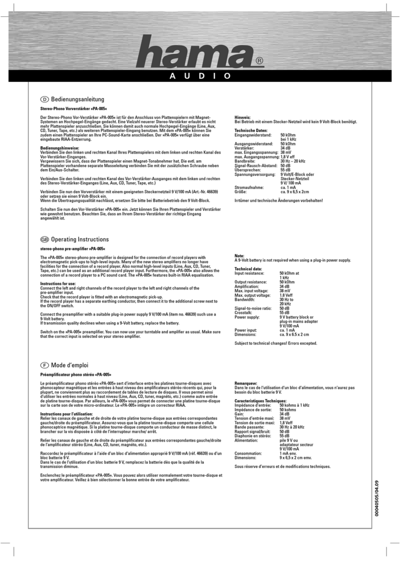 Hama PA-005 operating instructions