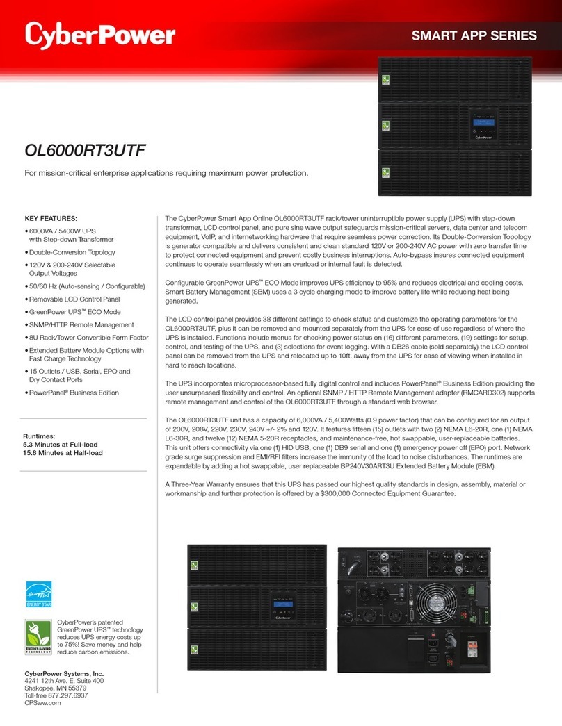 CyberPower OL6000RT3UTF Specifications