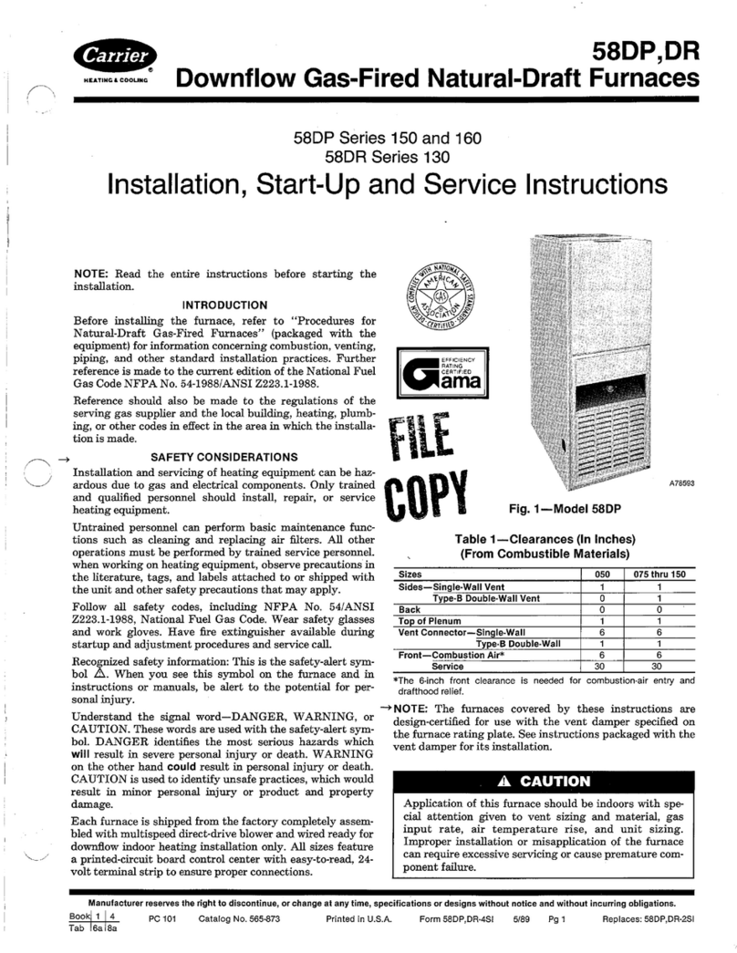 Carrier 58DP Dimensions and installation guide