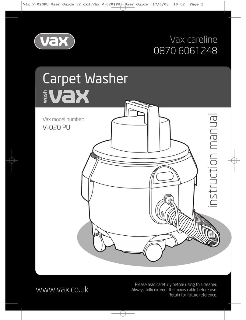 Vax WashVax V-020 PU User manual Vax WashVax V-020 PU User manual