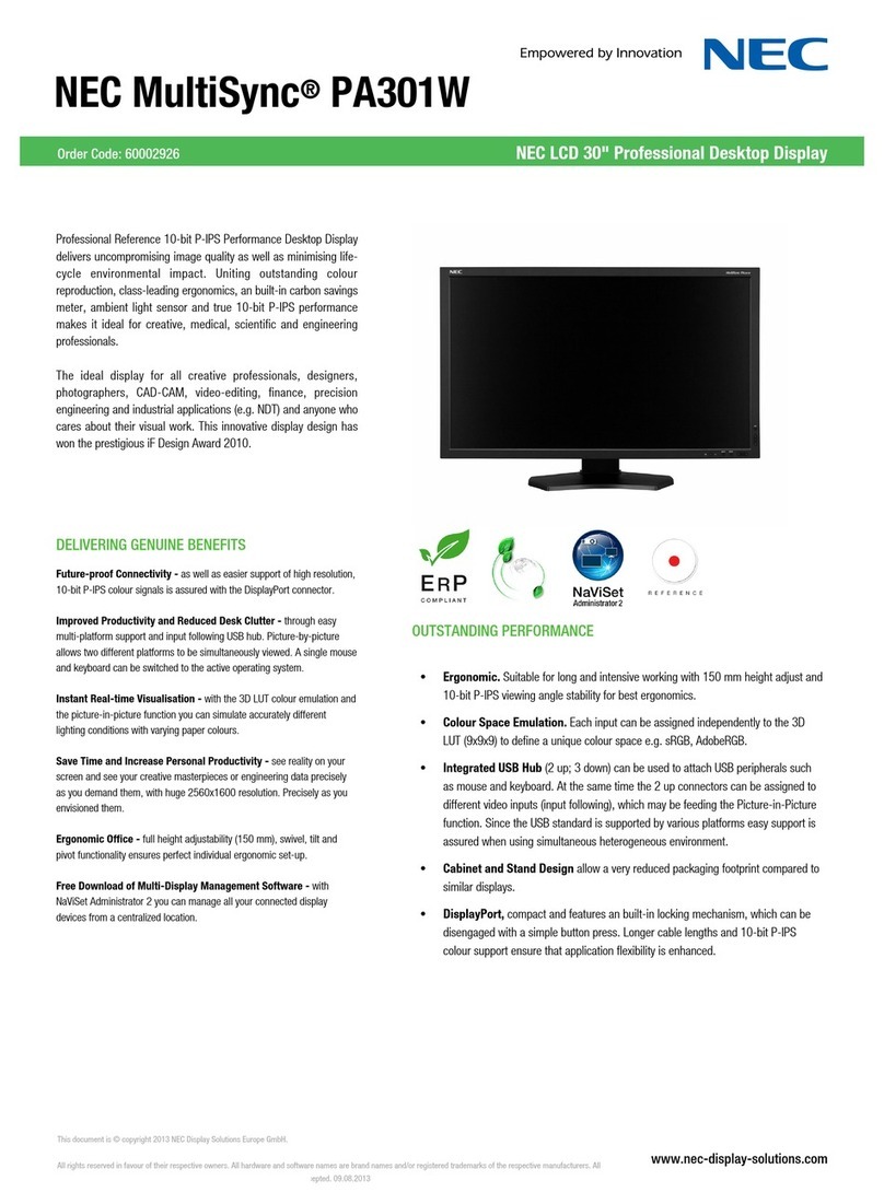 NEC MULTISYNC PA301W User manual