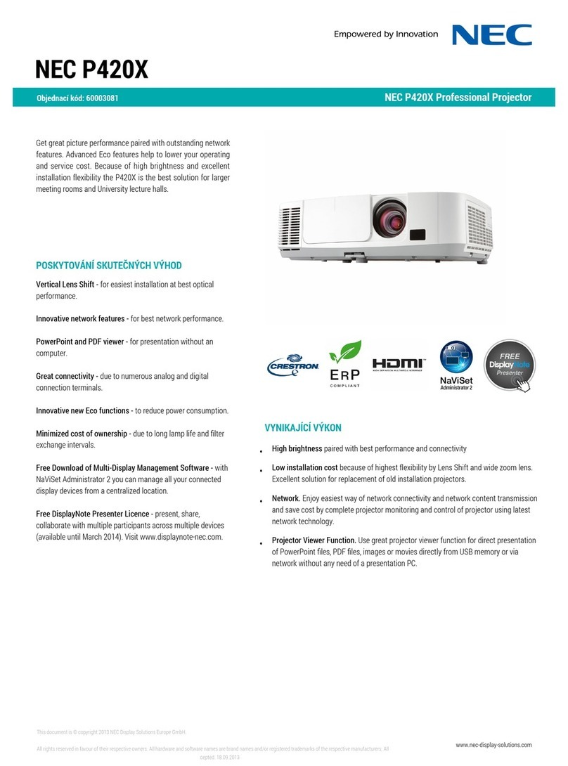 NEC P420X Series specification