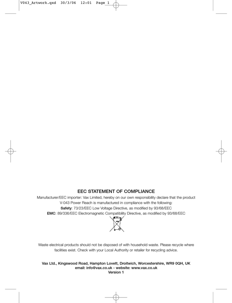 Vax V-043 User manual