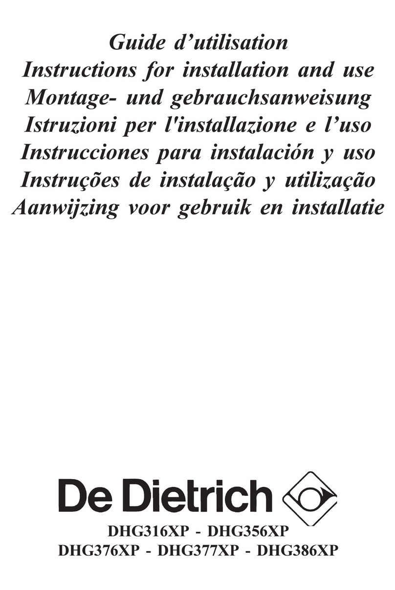 DeDietrich DHG316XP Instructions for installation and use