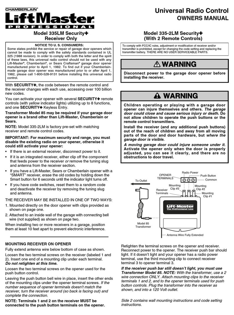 Chamberlain LiftMaster 335LM Security+ owner's manual Chamberlain LiftMaster 335LM Security+ owner's manual