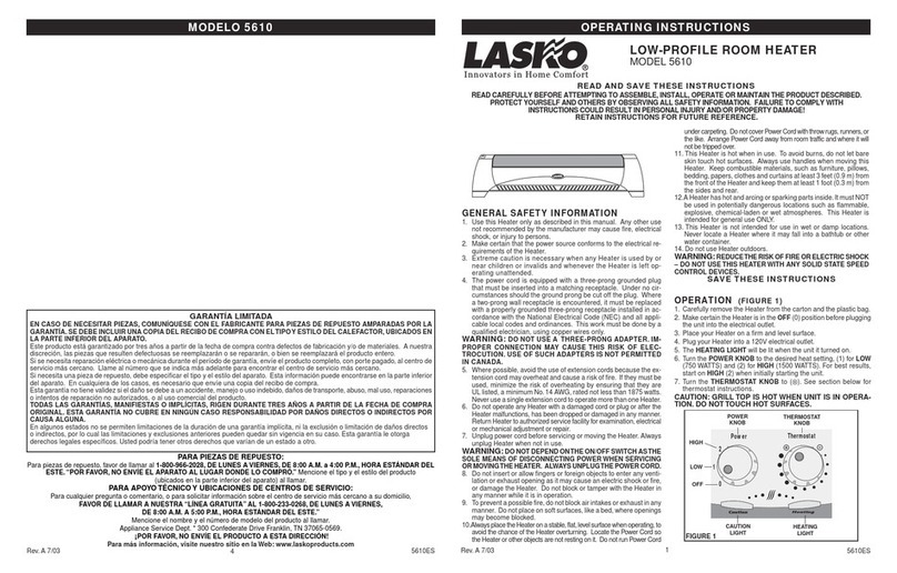 Lasko 5610 operating instructions