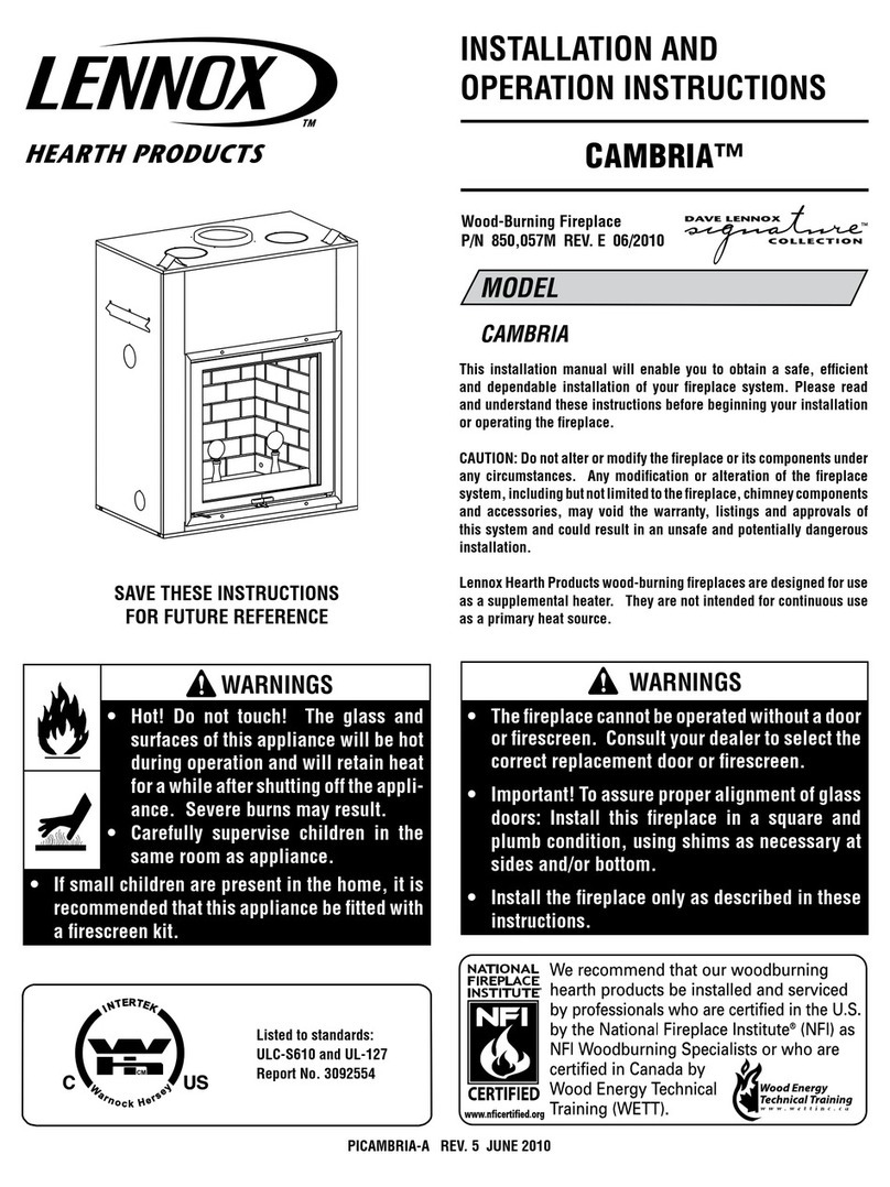 Lennox Hearth Products CAMBRIA Installation and operation instructions Lennox Hearth Products CAMBRIA Installation and operation instructions