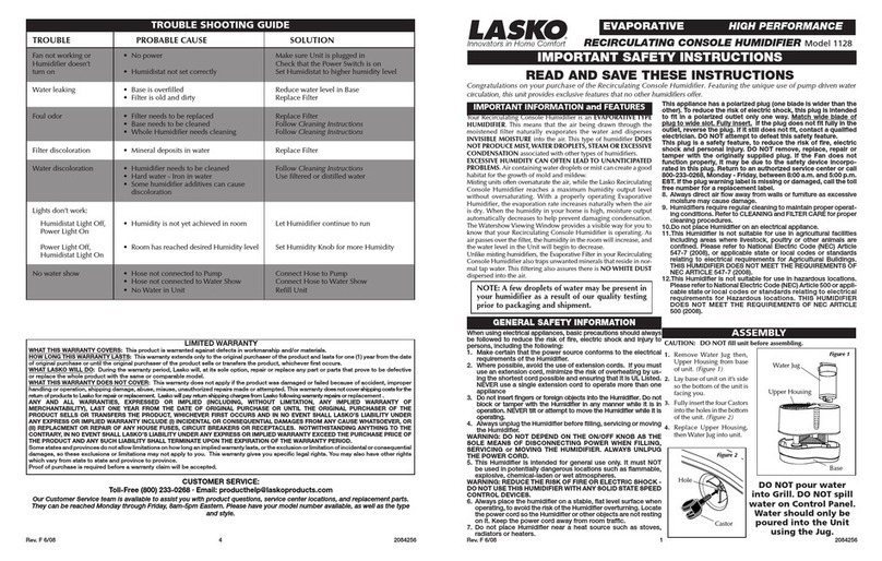 Lasko 1128 instructions