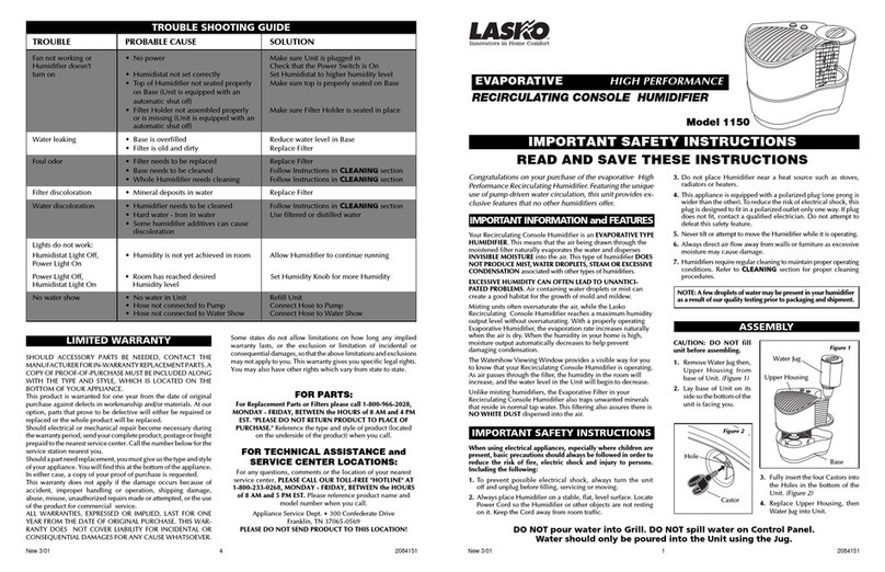Lasko 1128 User manual