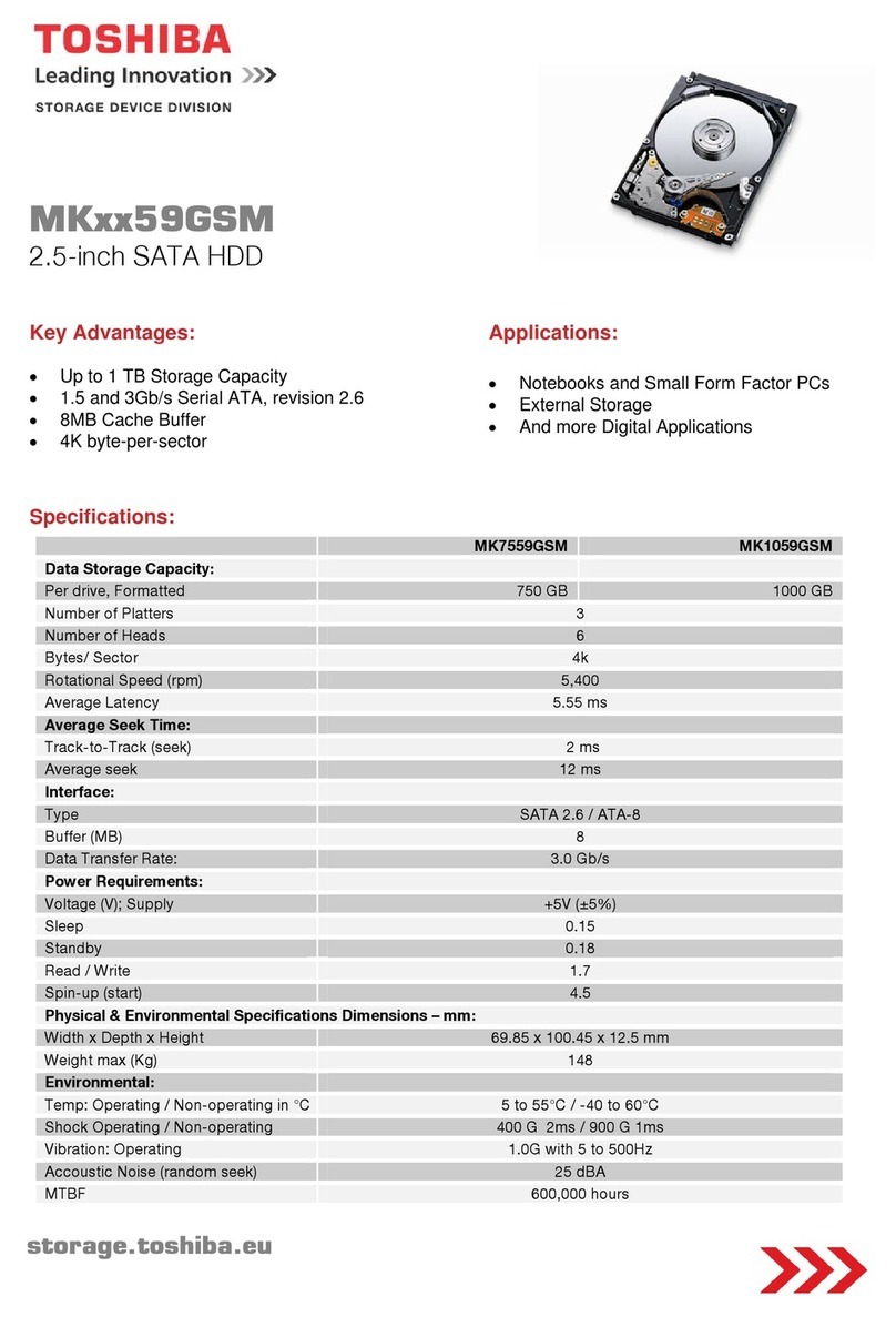 Toshiba MKxx59GSM Specifications
