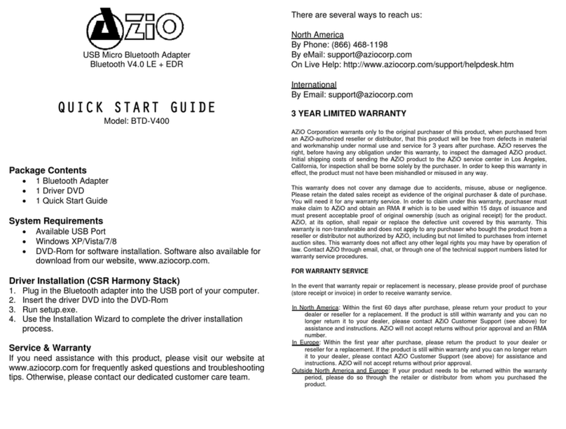 Azio BTD-V400 quick start guide
