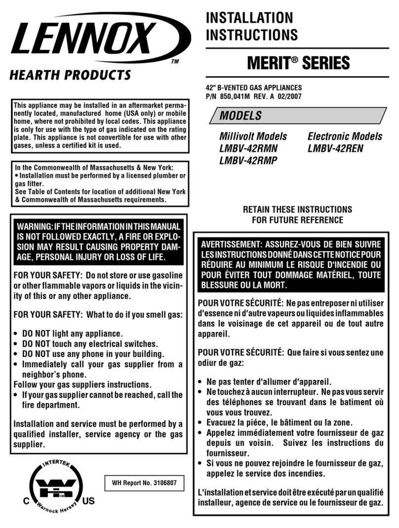Lennox Hearth Products Merit LMBV-42RMN installation instructions