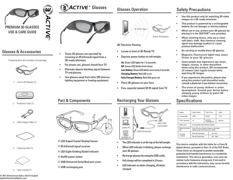 Dimensional Optics 3ACTIVE Use & care guide