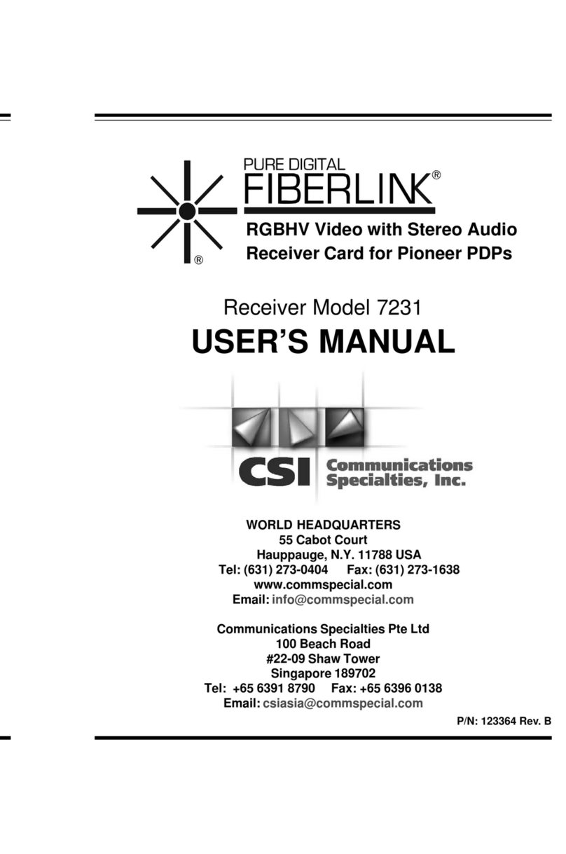 Communications Specialties Pure Digital Fiberlink 7231 user manual