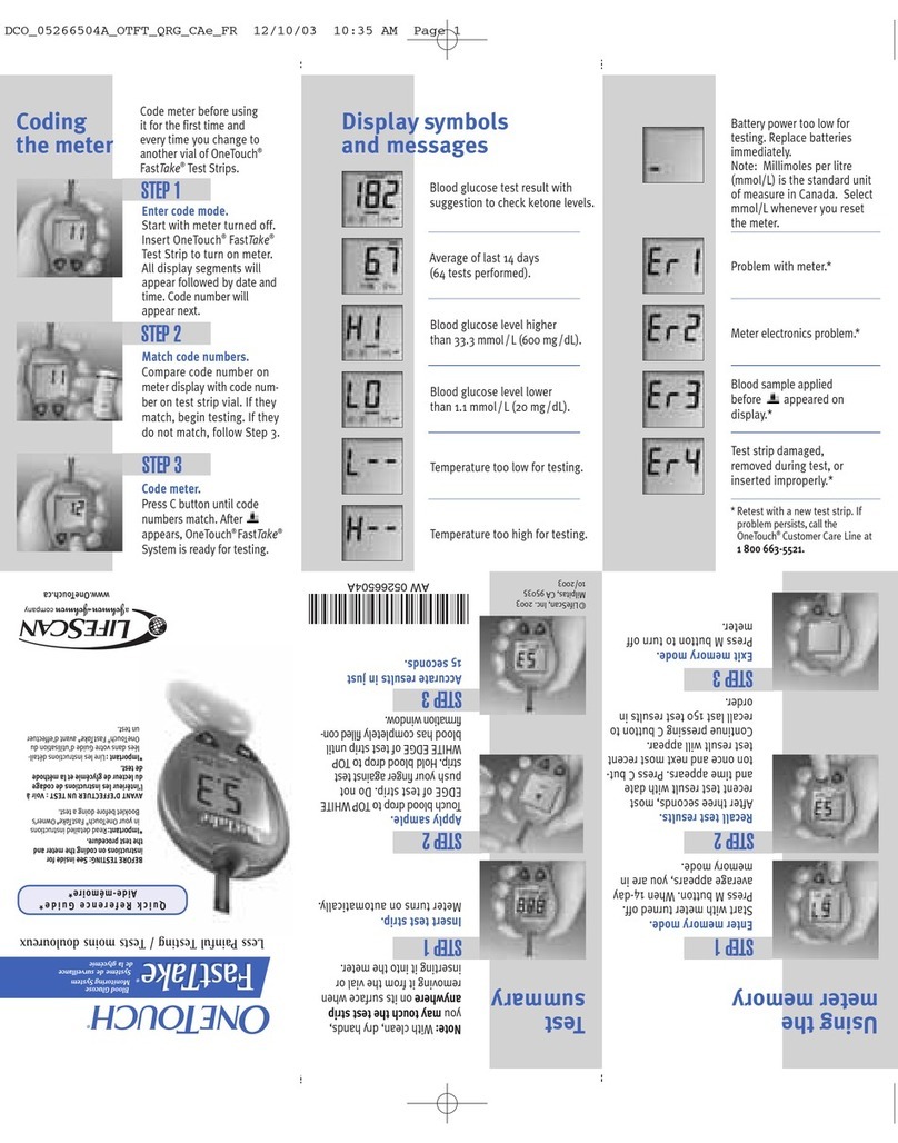 Lifescan FASTTAKE Quick reference guide