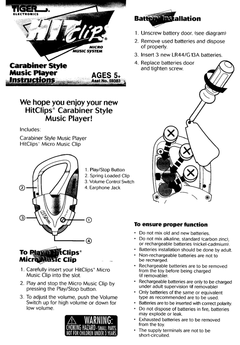Tiger Electronics Carabiner Style Music Player instructions
