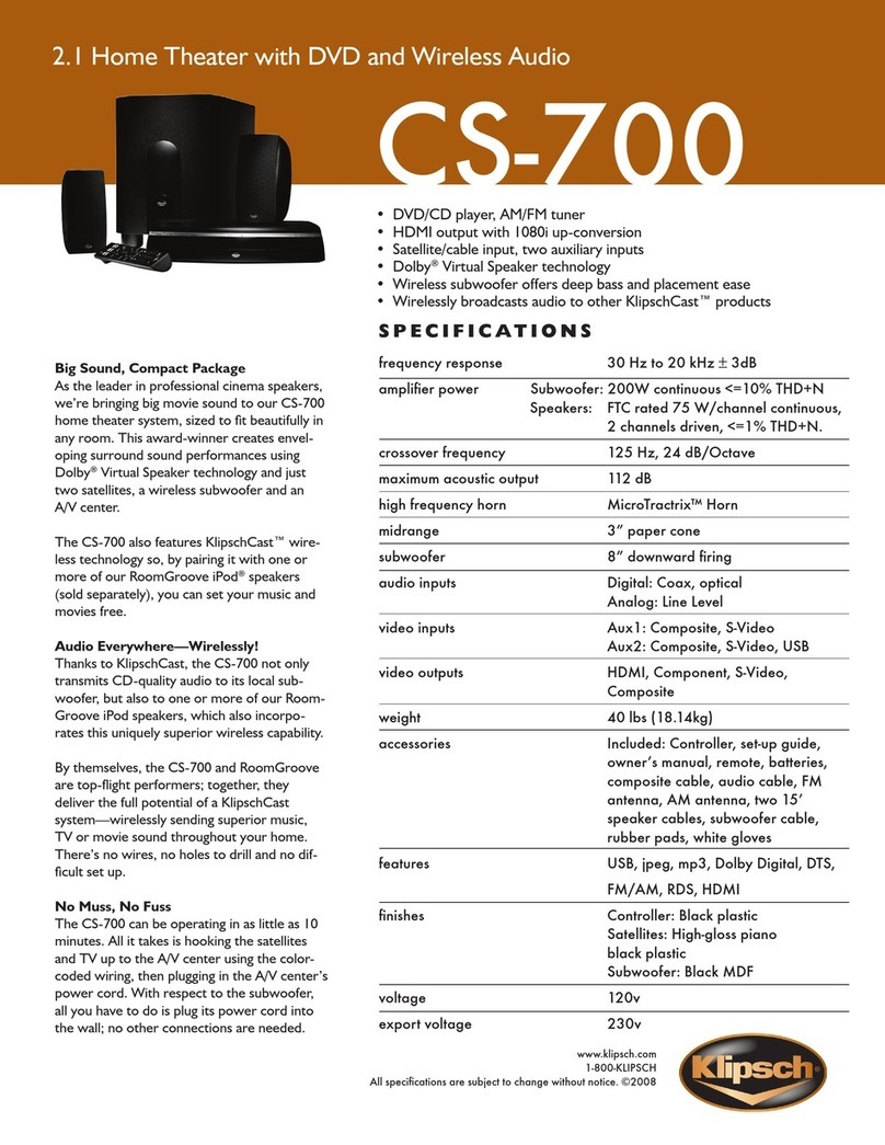 Klipsch CS-700 User manual